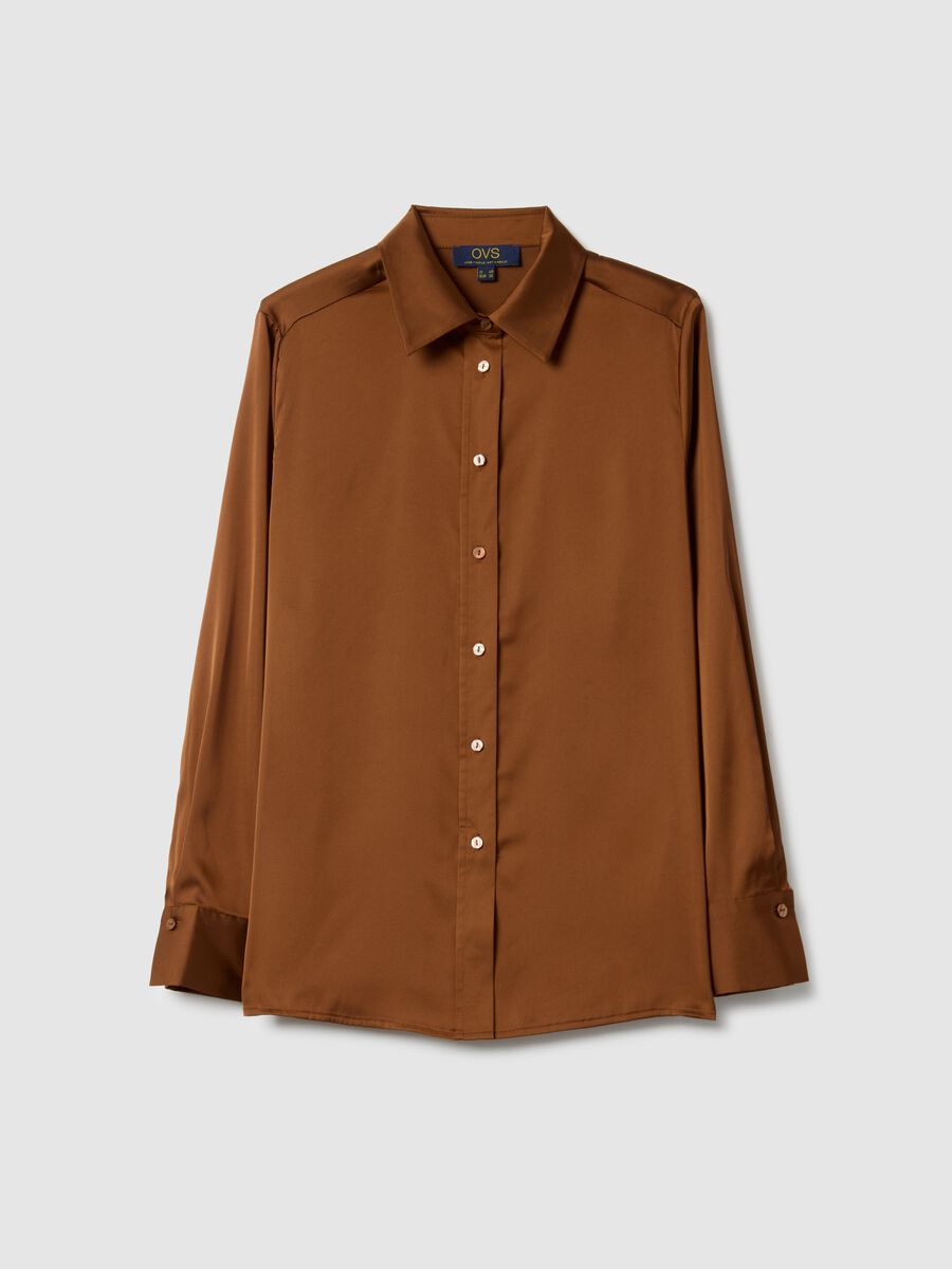 Brown Satin Regular Fit Shirt_4