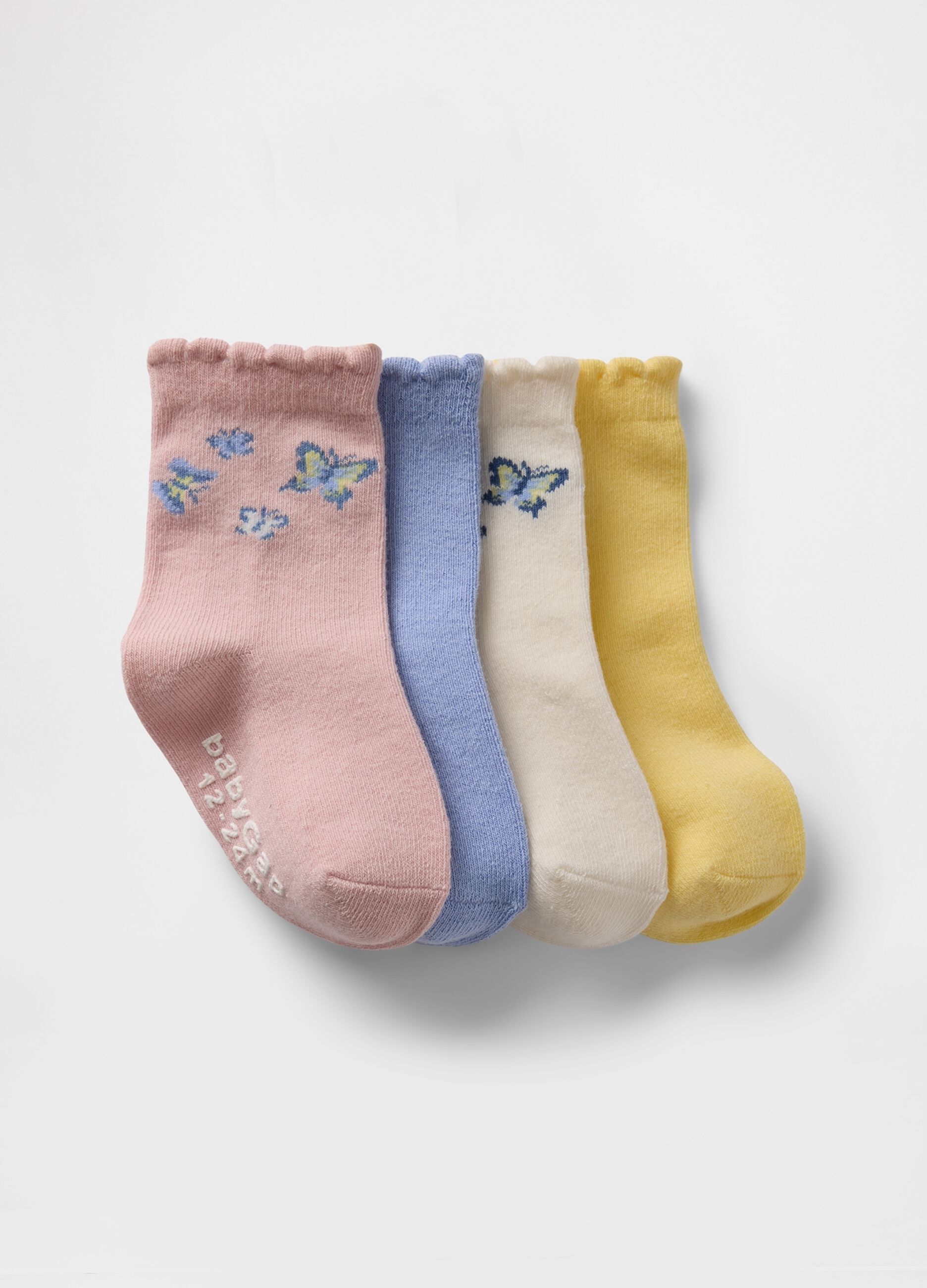 Four-pair pack socks with butterflies design