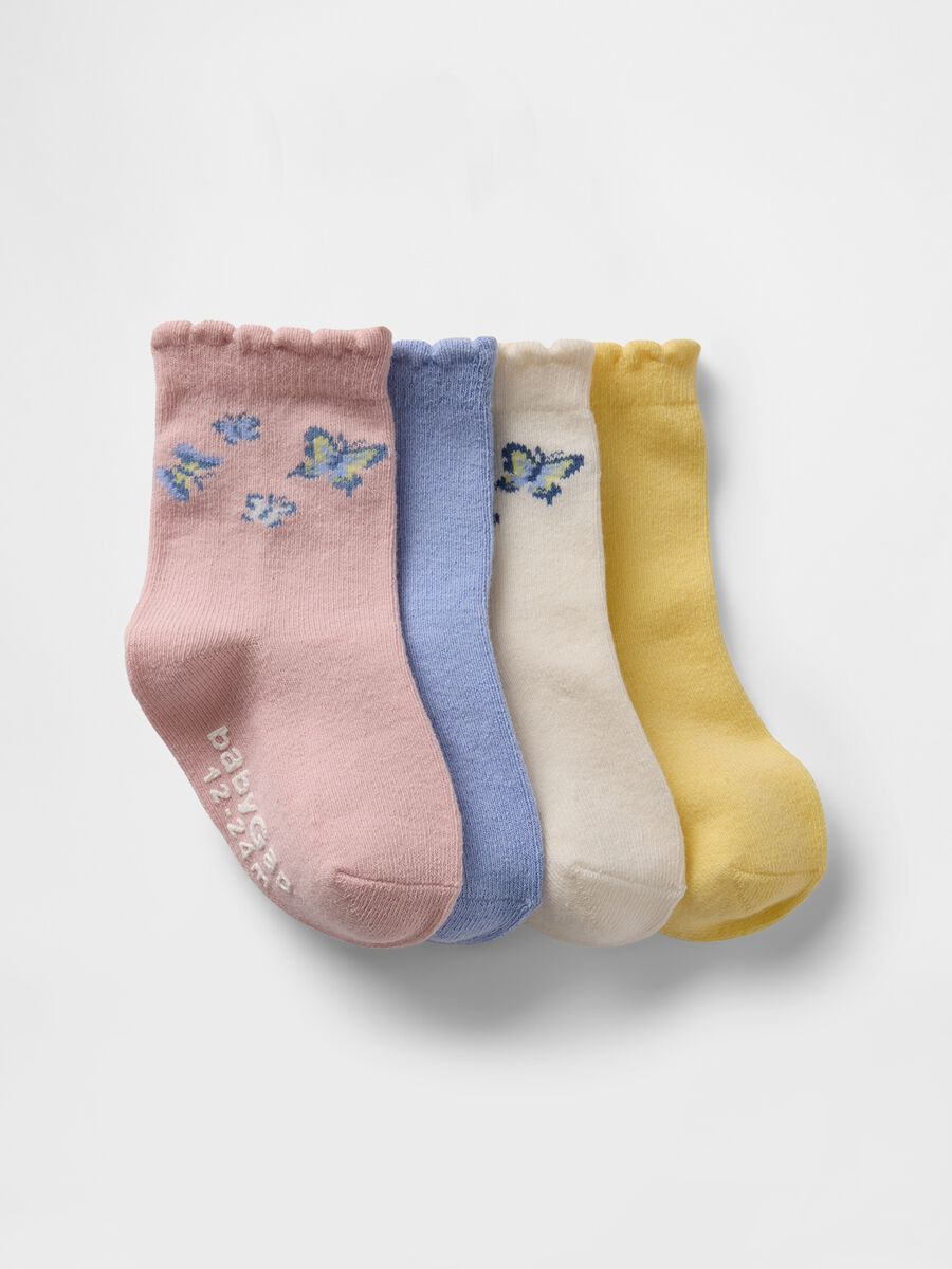 Four-pair pack socks with butterflies design_0