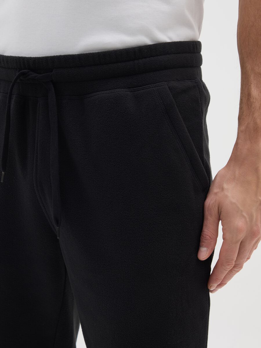 Black fleece trousers regular fit with elastic waistband_3
