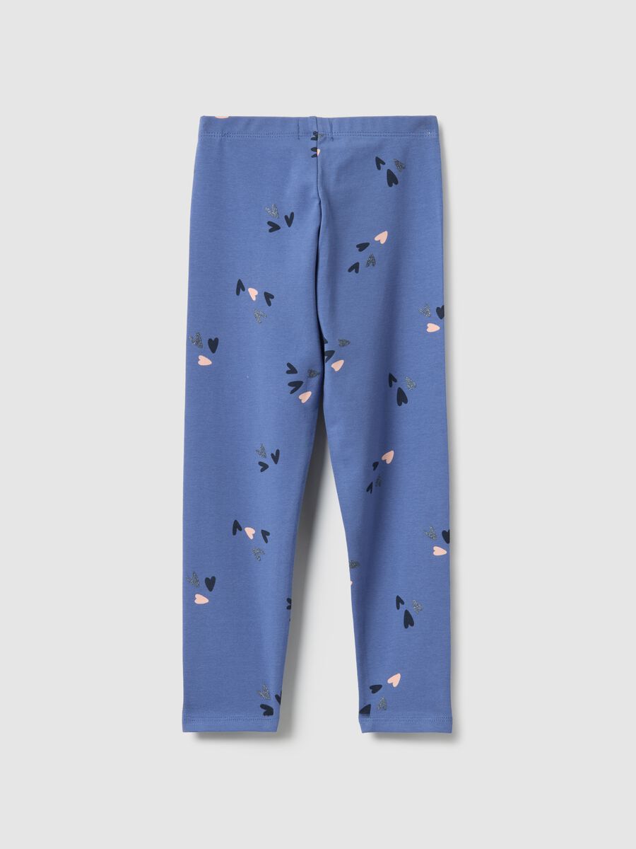 Slim fit blue stretchy cotton leggings for girls_1