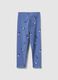 Slim fit blue stretchy cotton leggings for girls_1