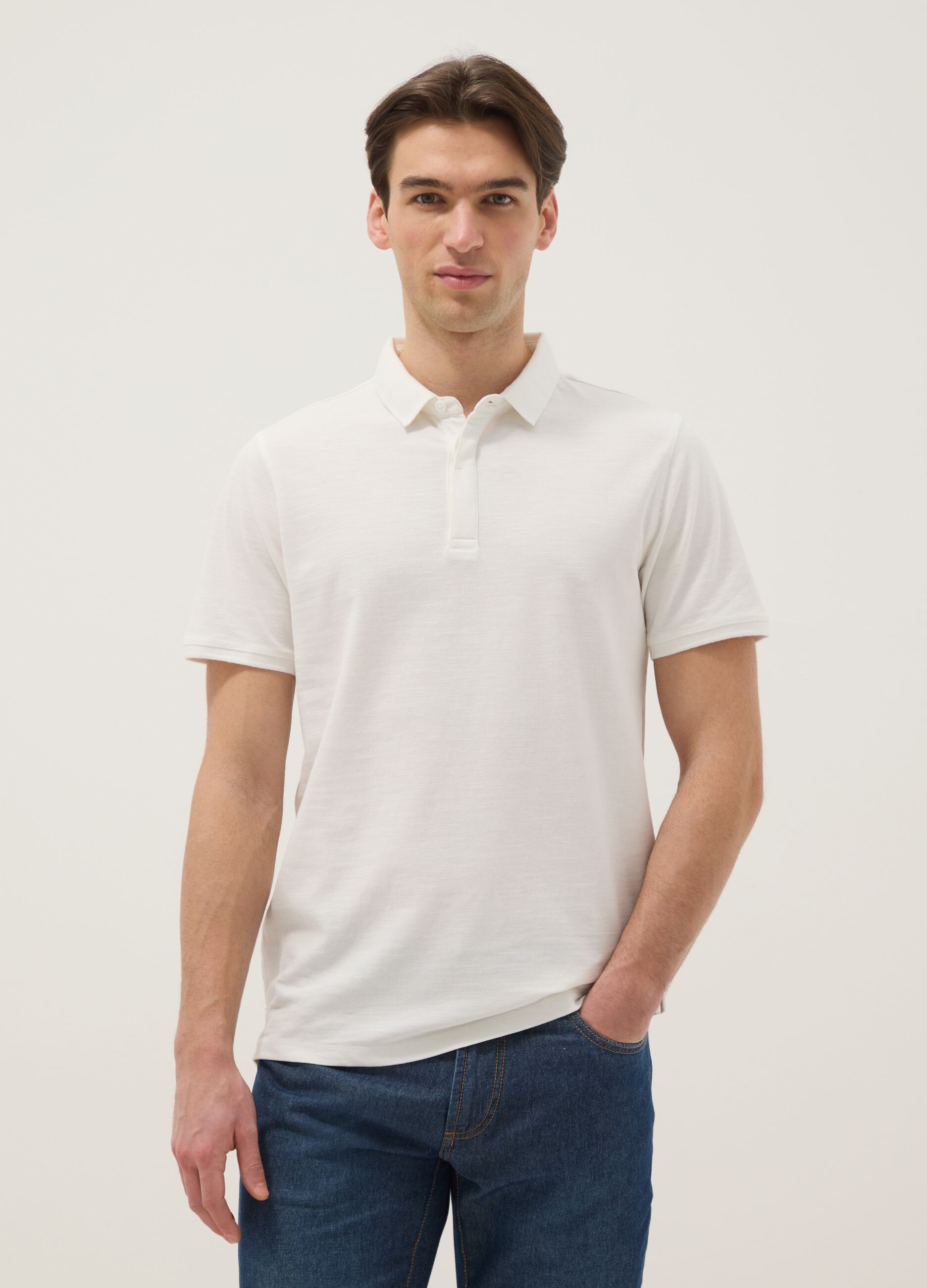White pure cotton polo regular fit