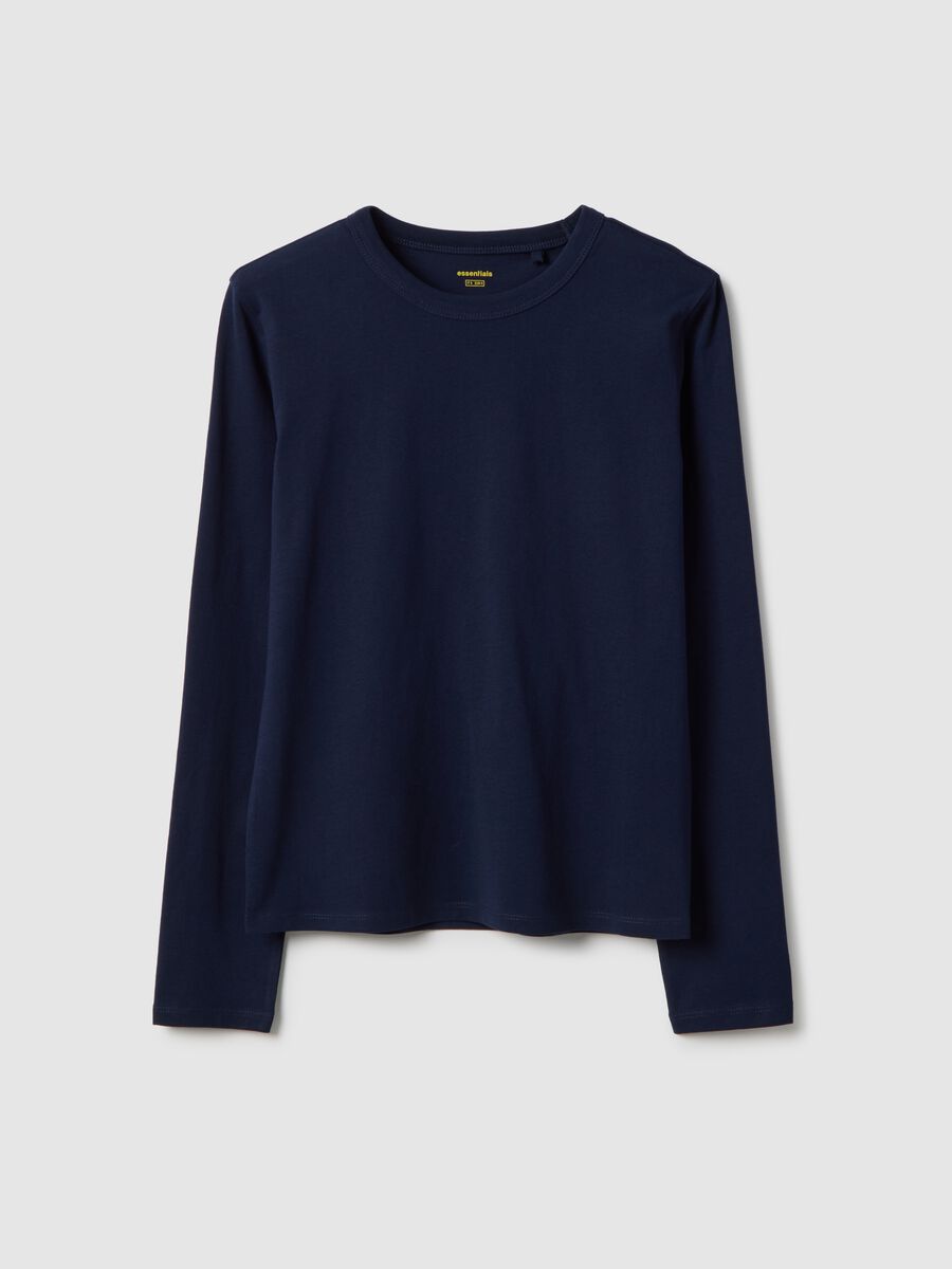 Men's long sleeve blue T-shirt in pure cotton regular fit_0