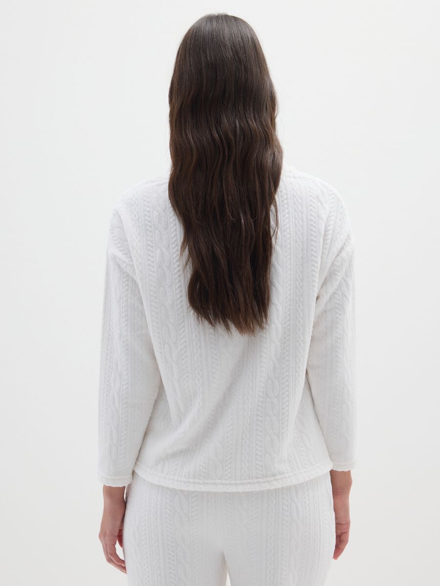 White turtleneck pyjama sweater regular fit with knit finish_2