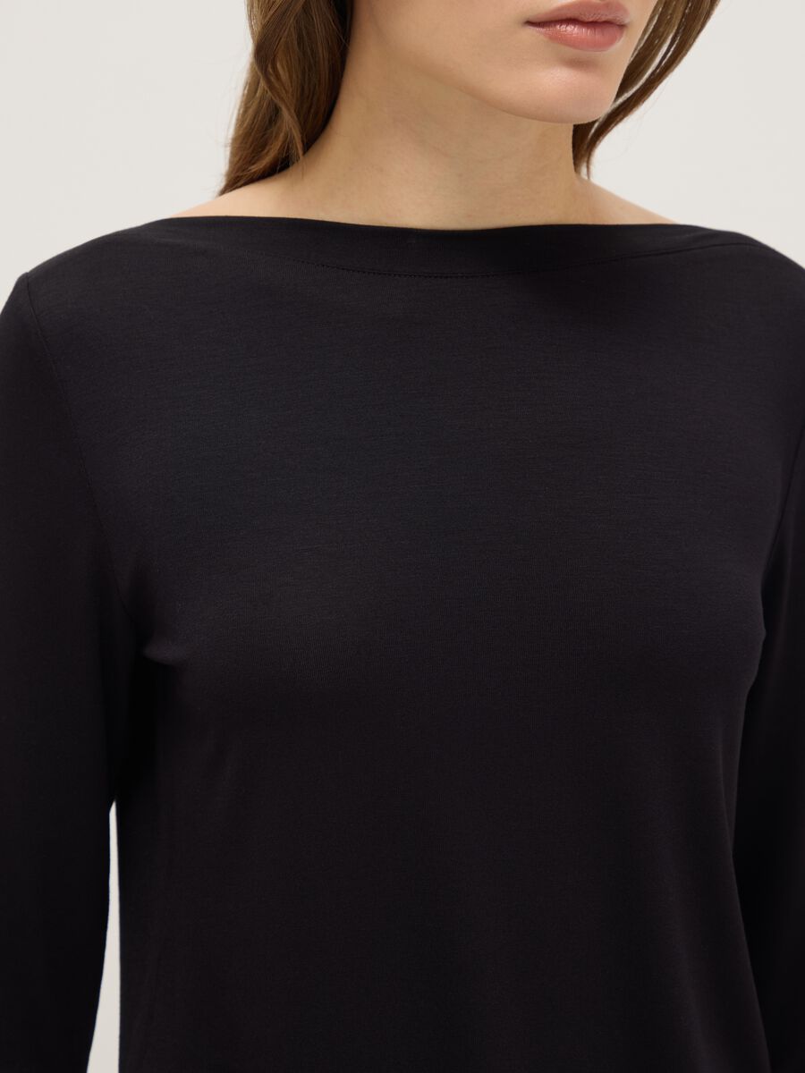 Black crew neck long sleeve regular fit jumper_3