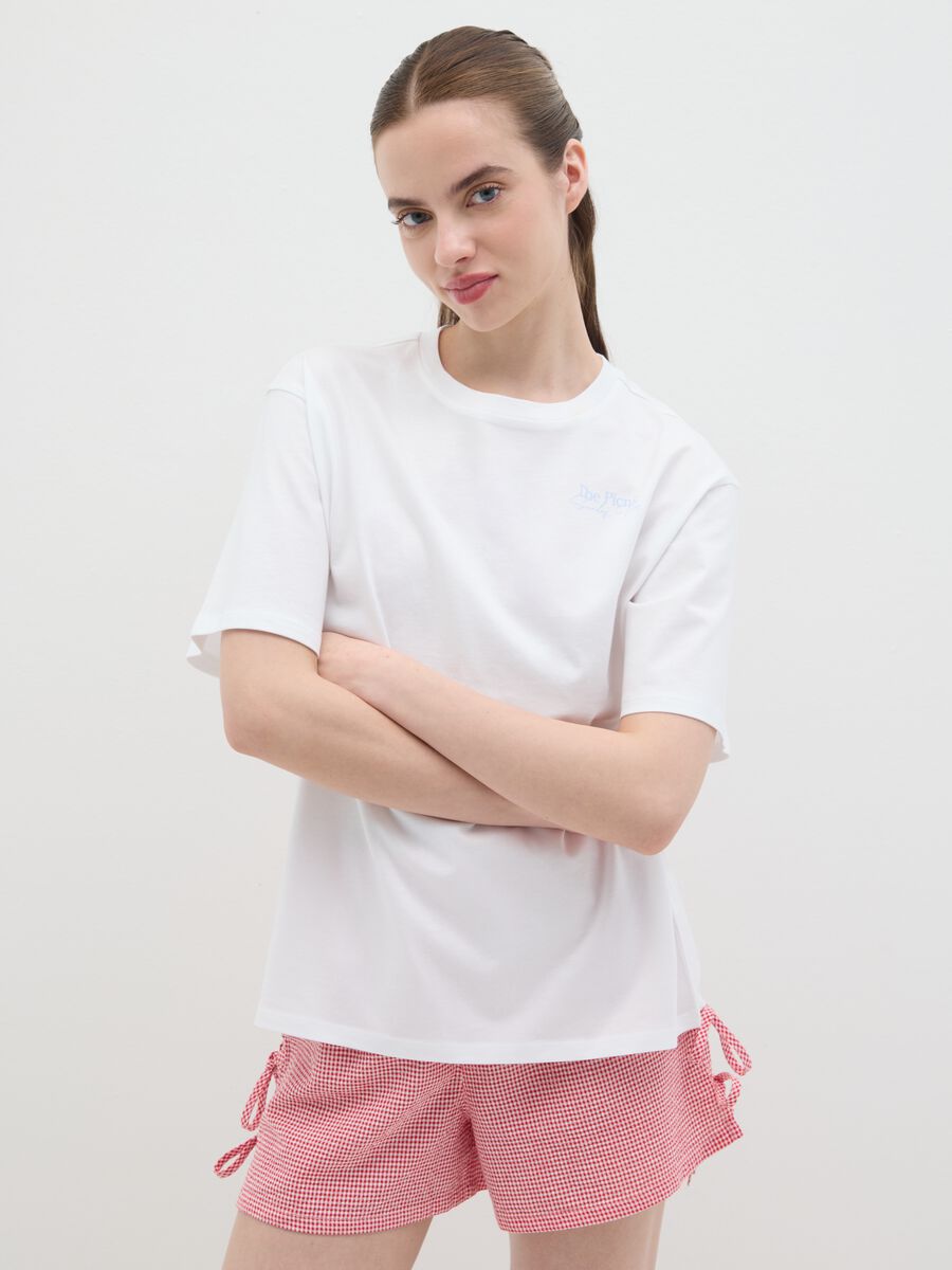 Women's white pure cotton T-shirt relaxed fit_0