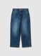 Children's blue stretch cotton wide leg jeans_0
