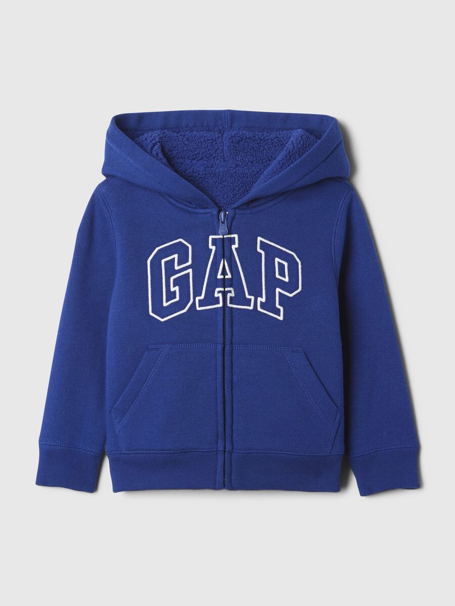Full-zip sweatshirt and hood with sherpa lining_0