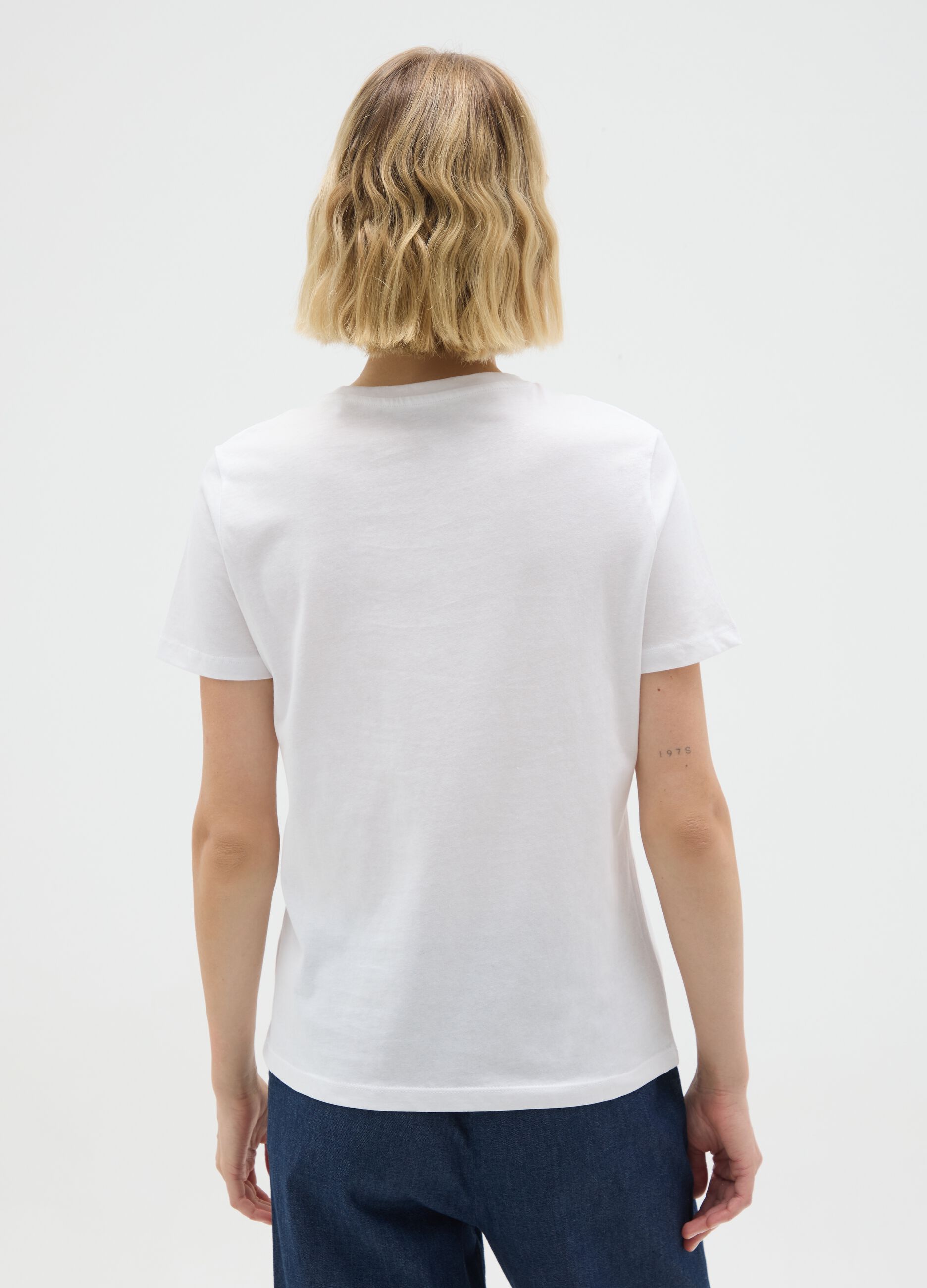 White pure cotton regular fit T-shirt