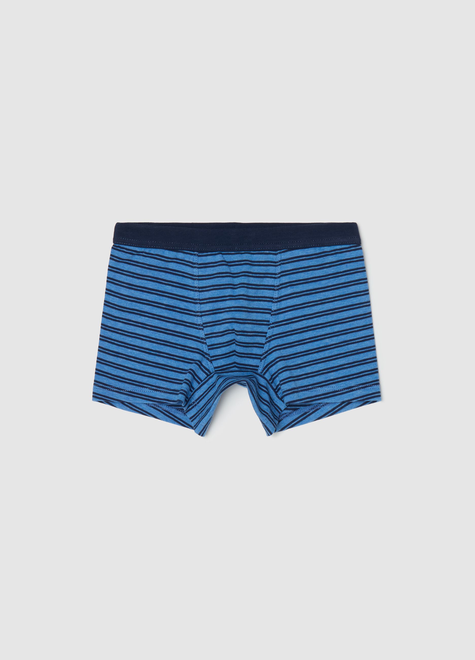 Striped midi boxer shorts in stretch cotton