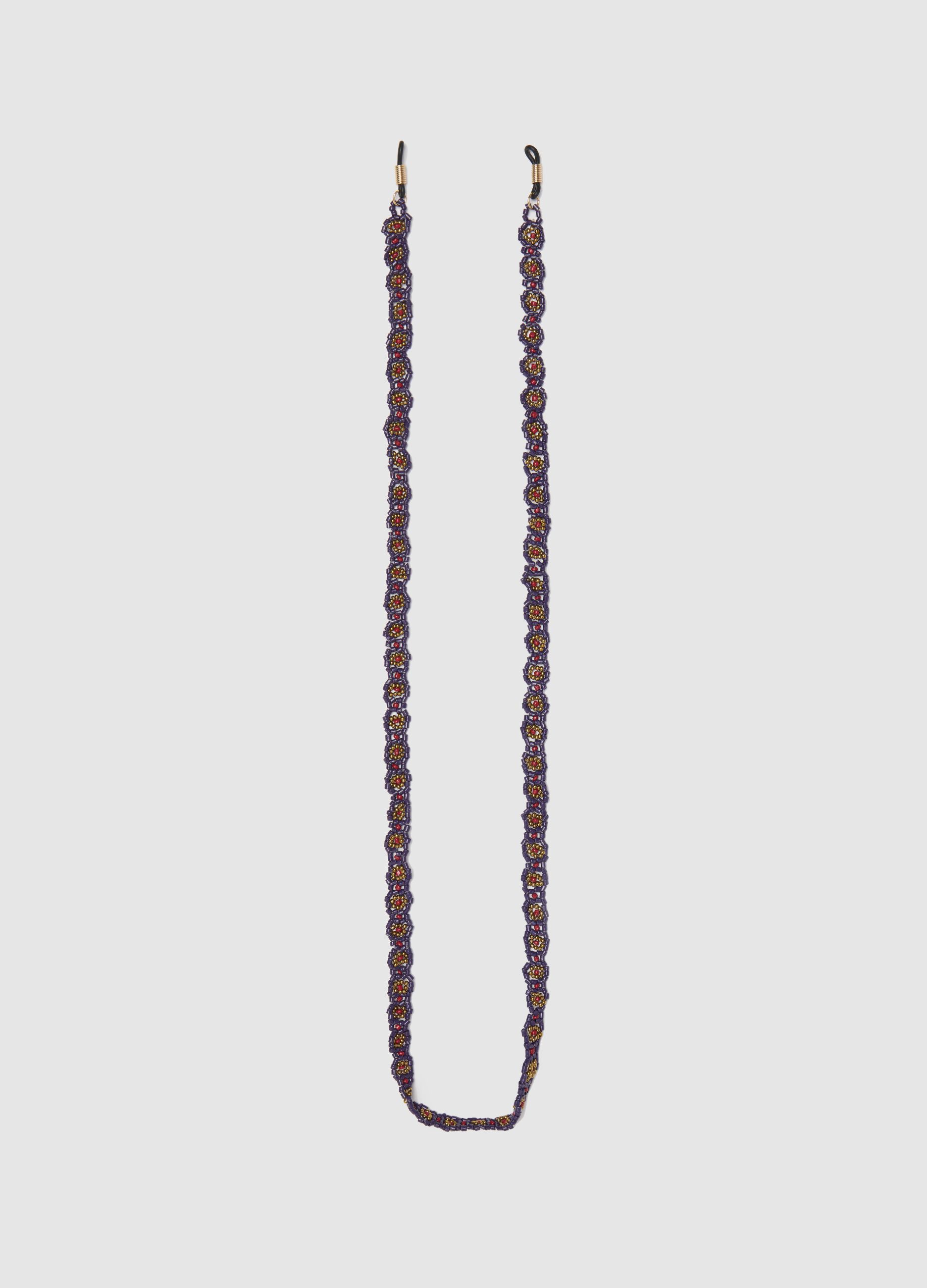 Glasses chain with multicoloured beads