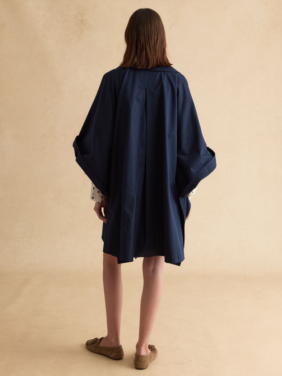 Long blue cotton blend coat with oversized fit_2