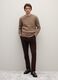 Brown regular fit crew neck jumper with cable knit_1