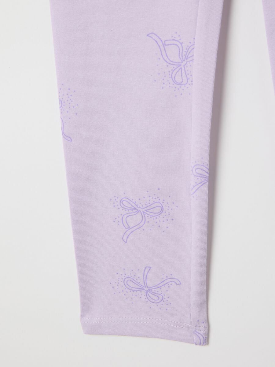 Girls' Purple Stretch Cotton Leggings_3