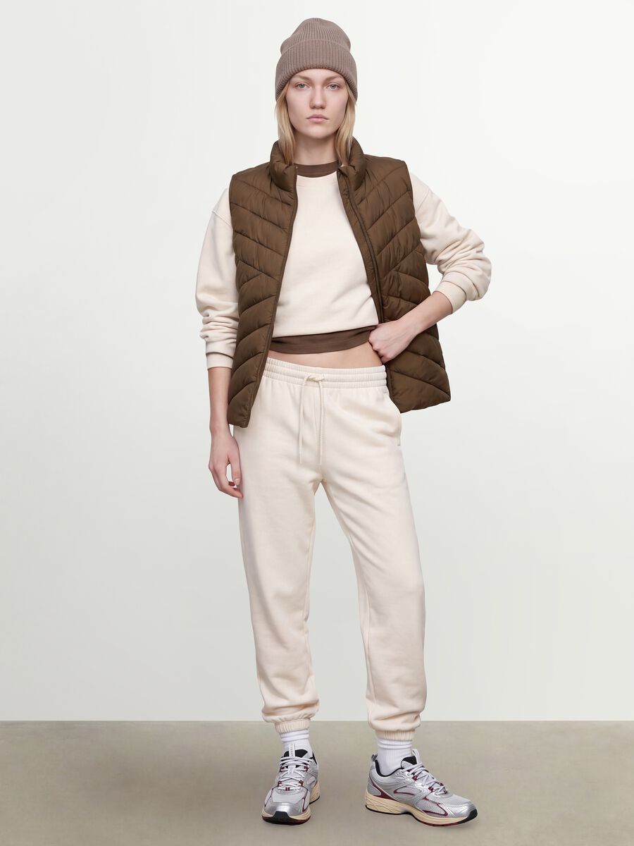 Gilet Ultralight verde trapuntato con zip e collo alto_1
