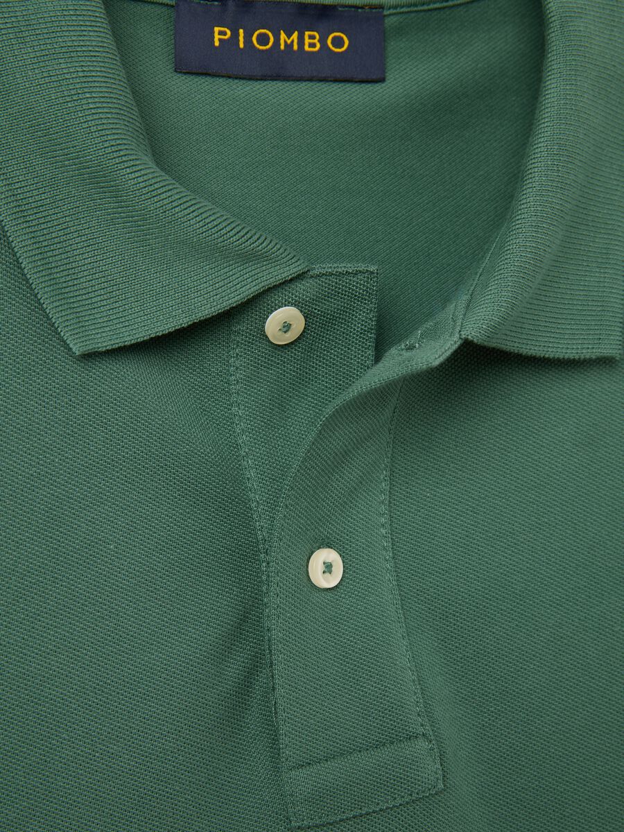 Men's green pure cotton polo, regular fit with a classic collar_5