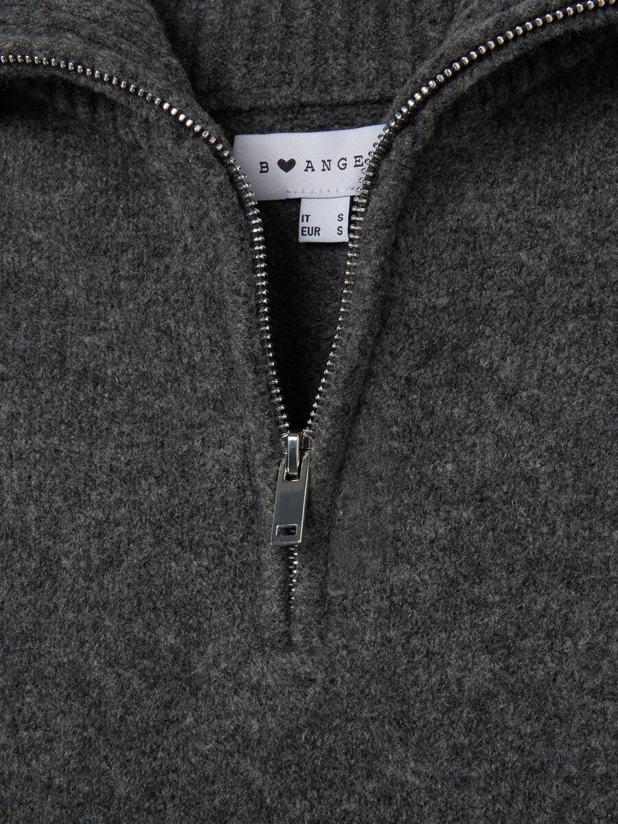 Grey Half-Zip Pullover in Acrylic and Wool Blend_5