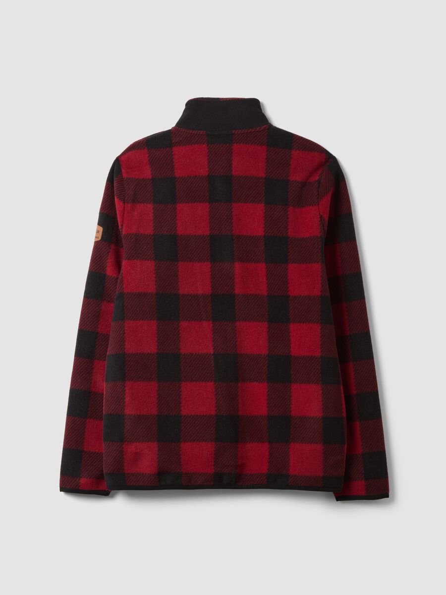 Red heavy check jacket with zip and high neck_2