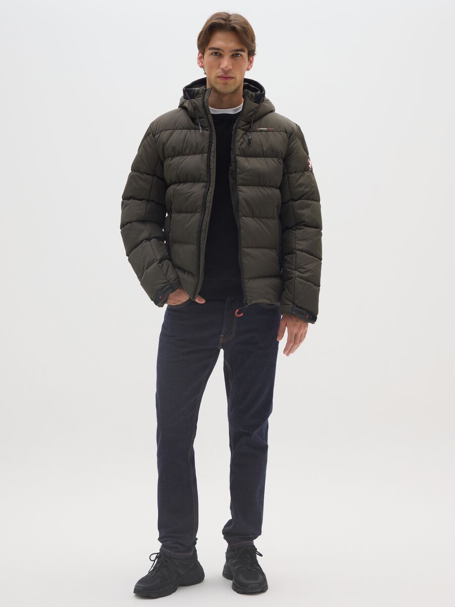 Regular fit green padded jacket with zip_1