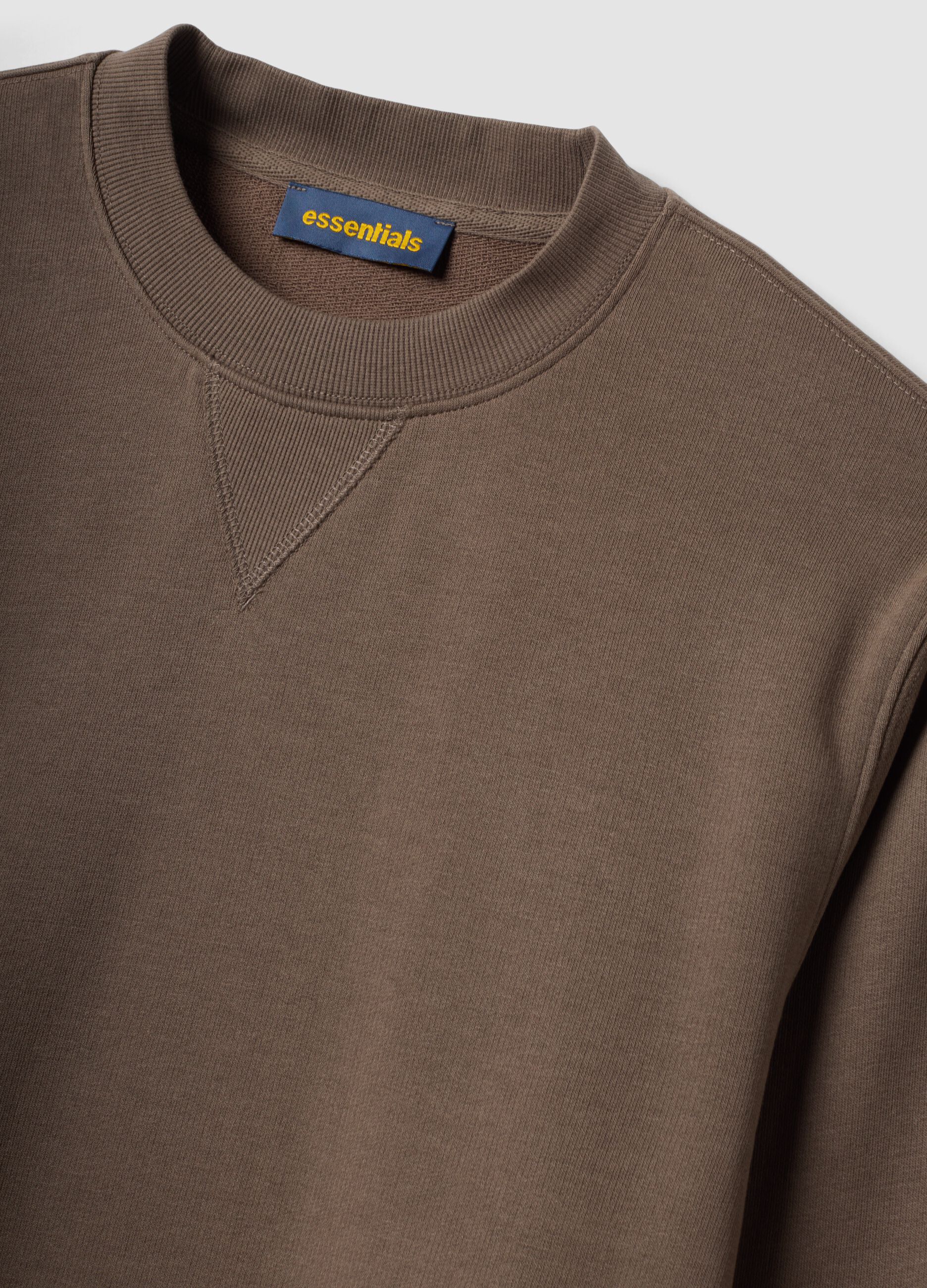 Grey crew-neck cotton-blend sweatshirt, regular fit