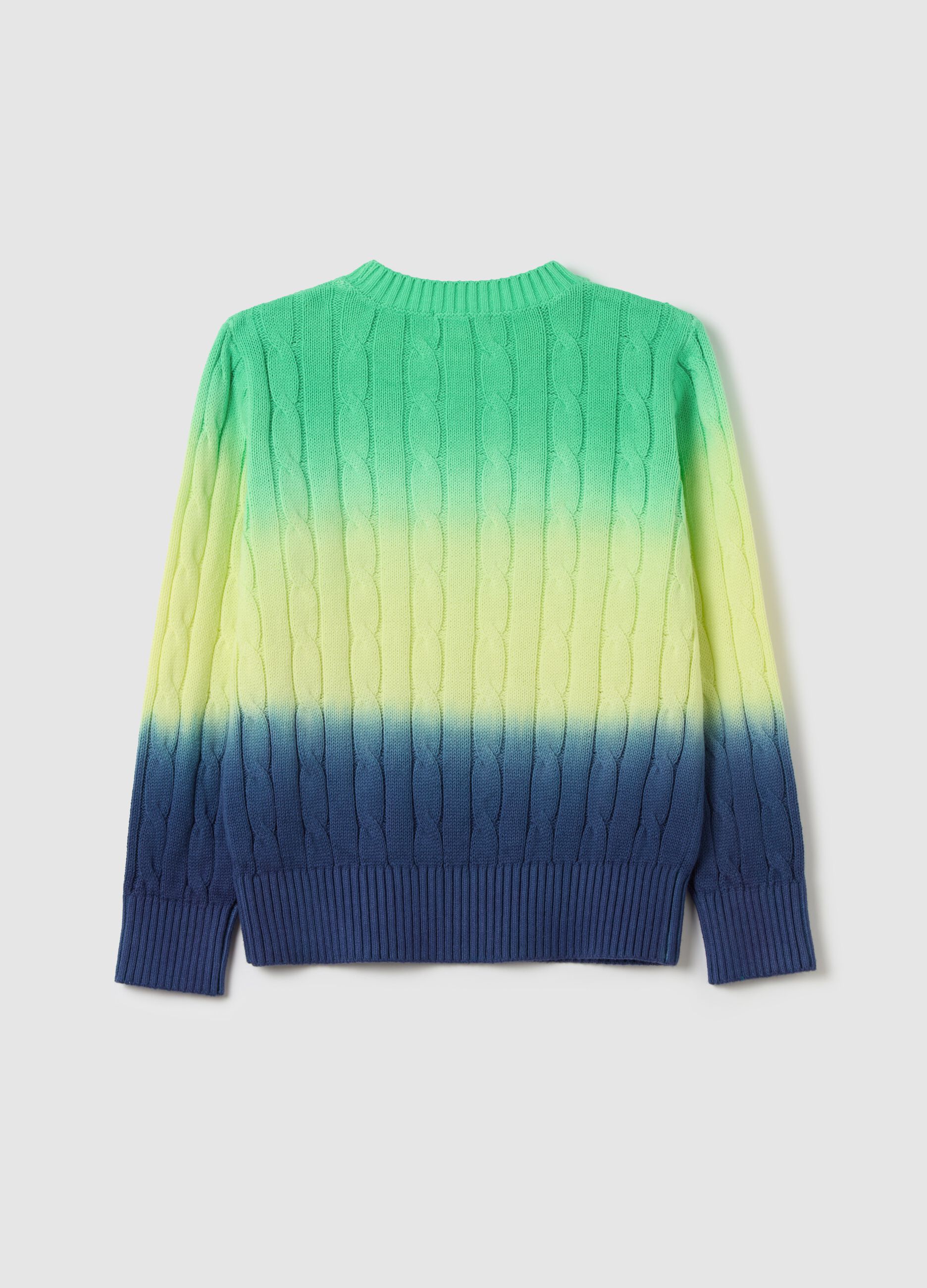 Dip-dye pullover with cable-knit design