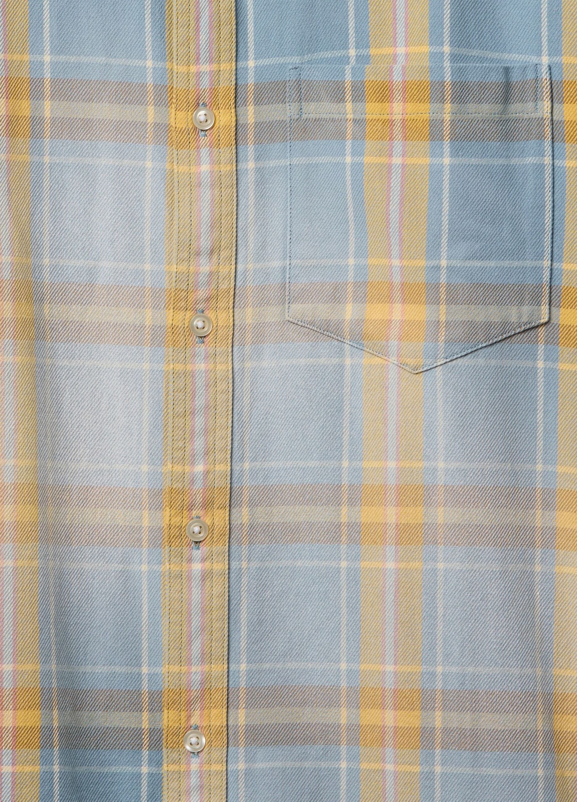 Blue and yellow plaid cotton shirt