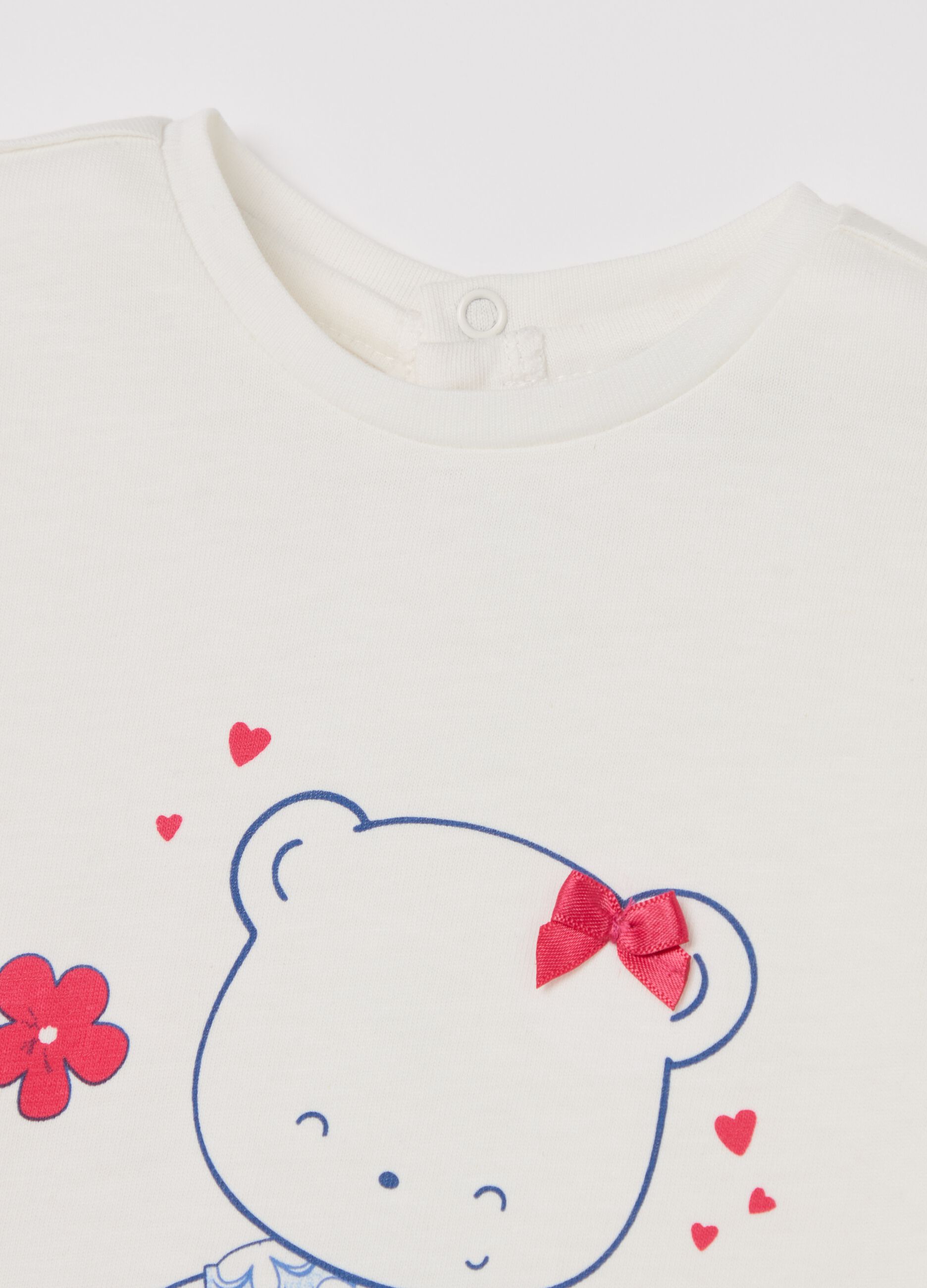Cotton T-shirt with print and long sleeves