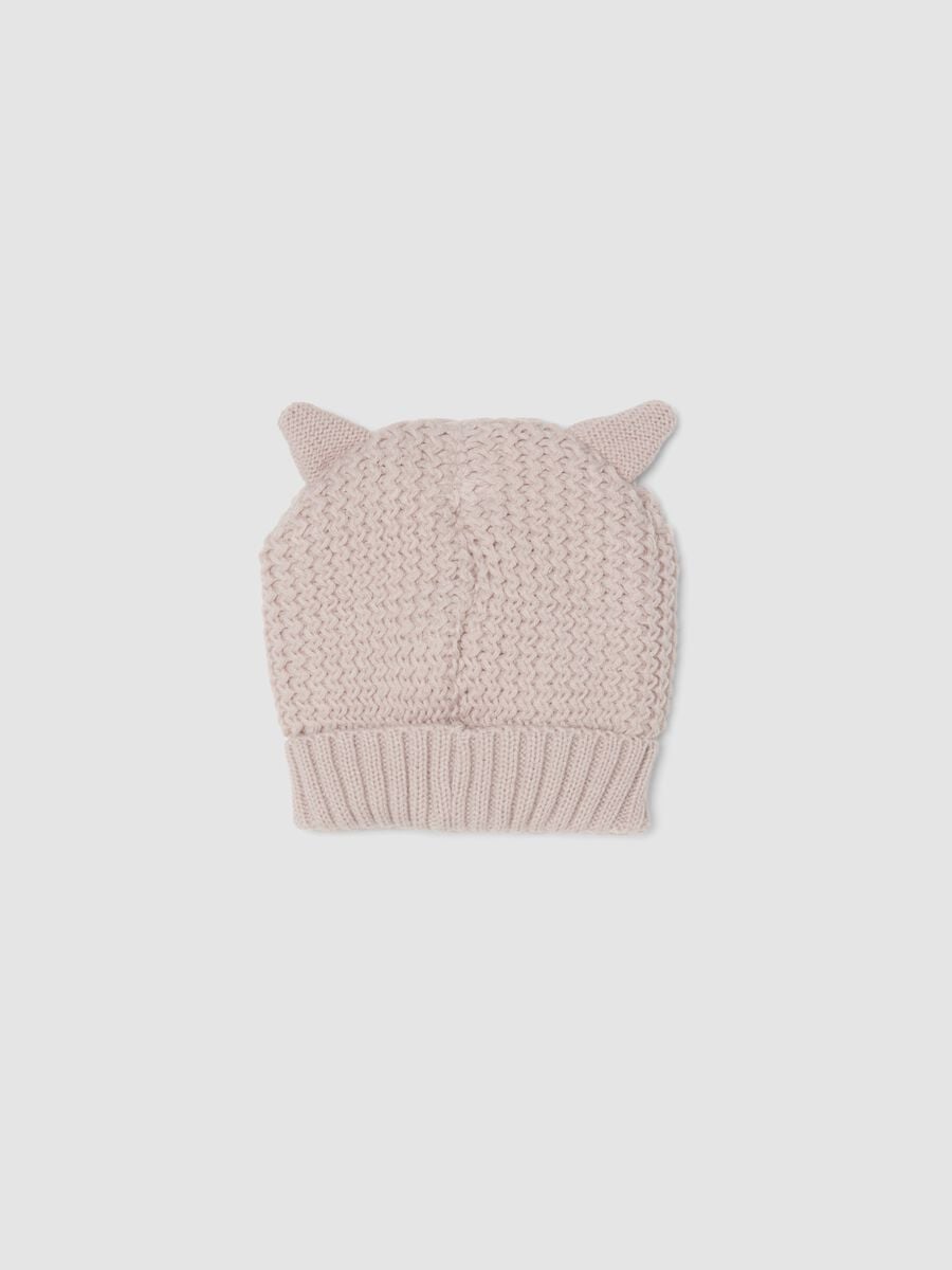 Cappello viola in maglia con orecchie applicate_1