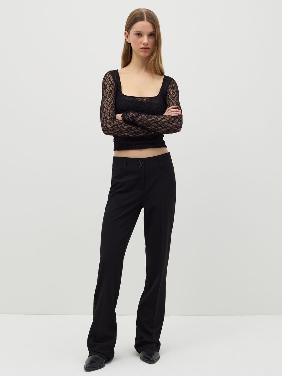 Flare-fit trousers with double button_0