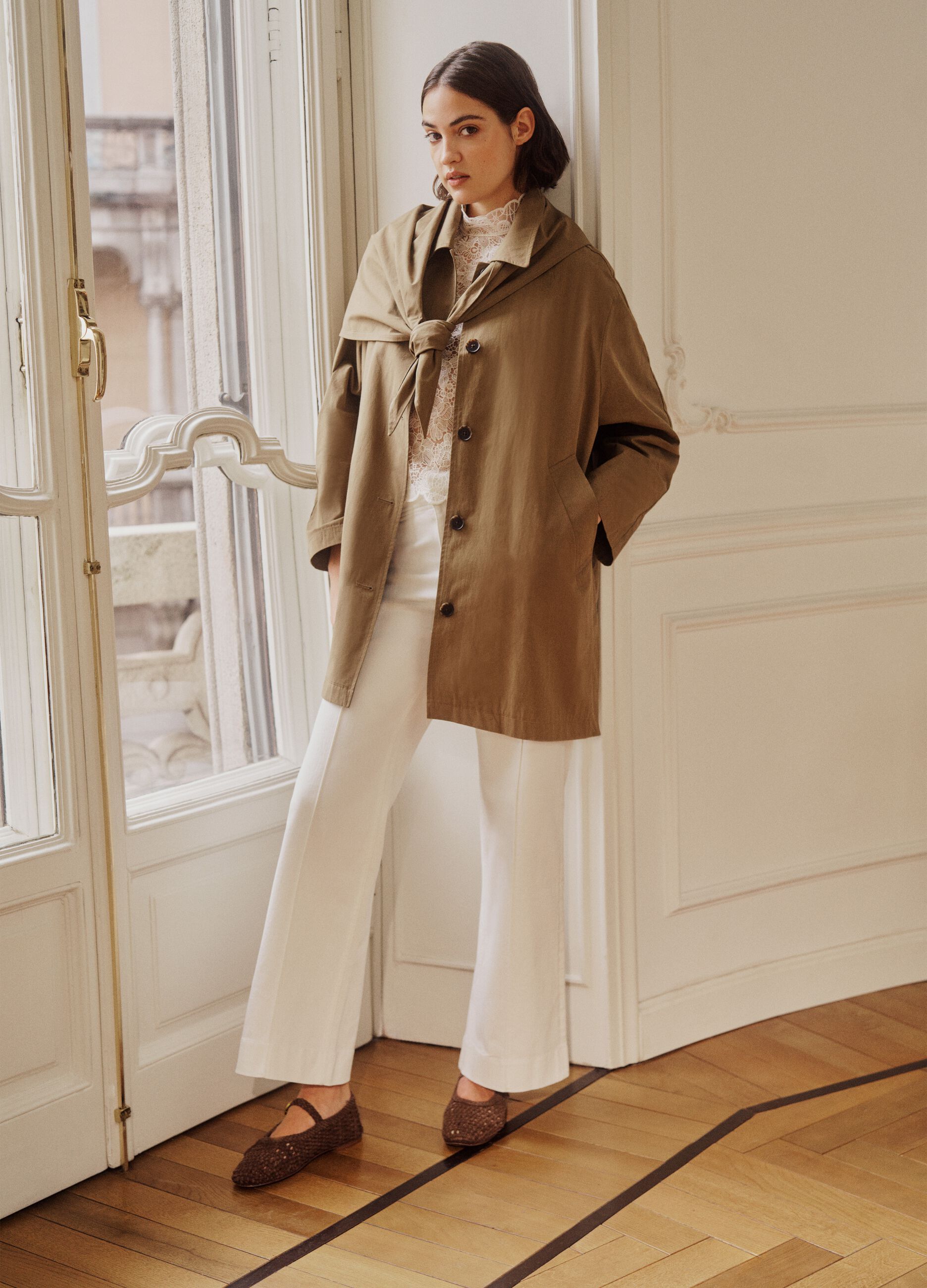 Brown pure cotton raincoat