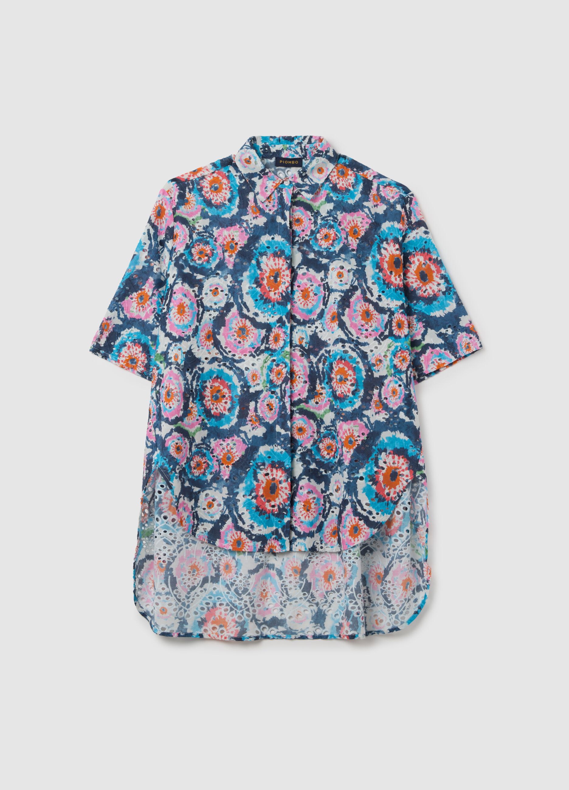 Camicia oversize da donna in puro cotone multicolor wide fit