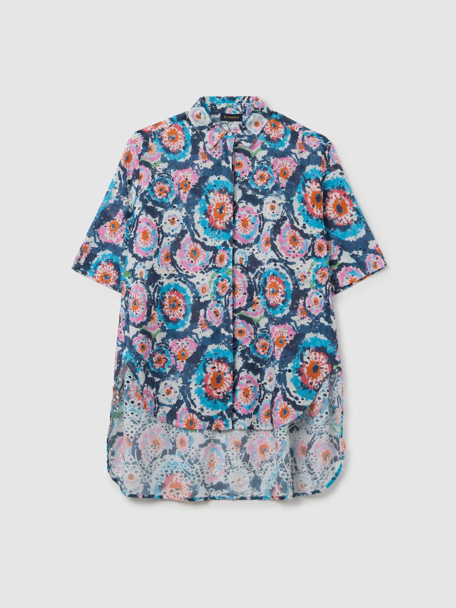 Women's oversized shirt in pure cotton with multicolour wide fit_4