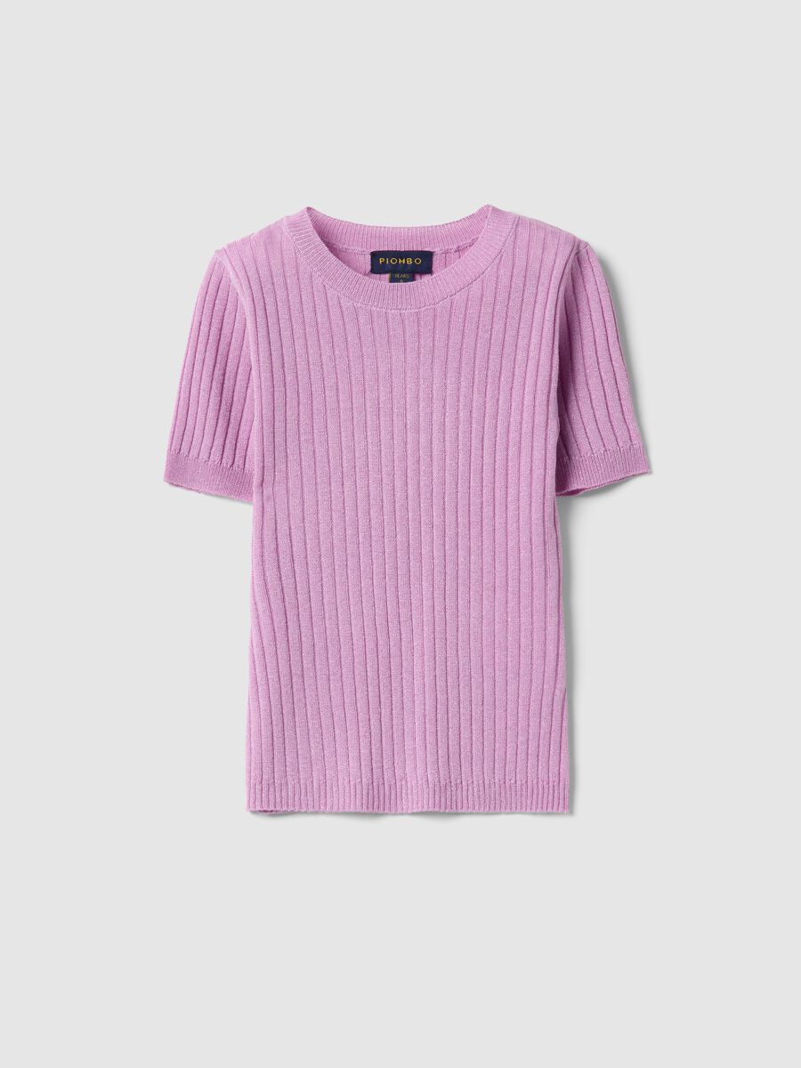 Maglia in misto viscosa viola a coste da bambina regular fit_3