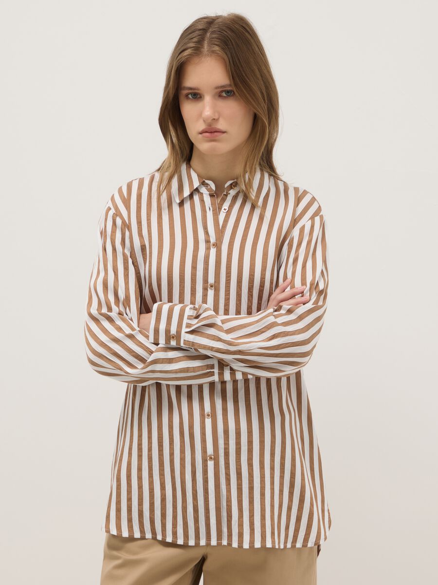 Multi-colour striped regular fit shirt with classic collar and buttons_0