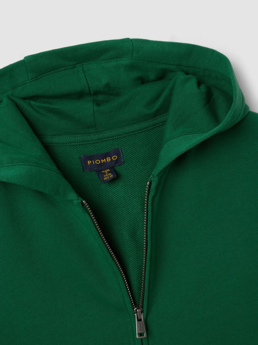 Felpa verde in puro cotone con cappuccio regular fit per bambino_1