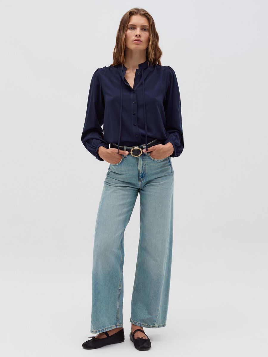 Blusa in viscosa con foulard_1