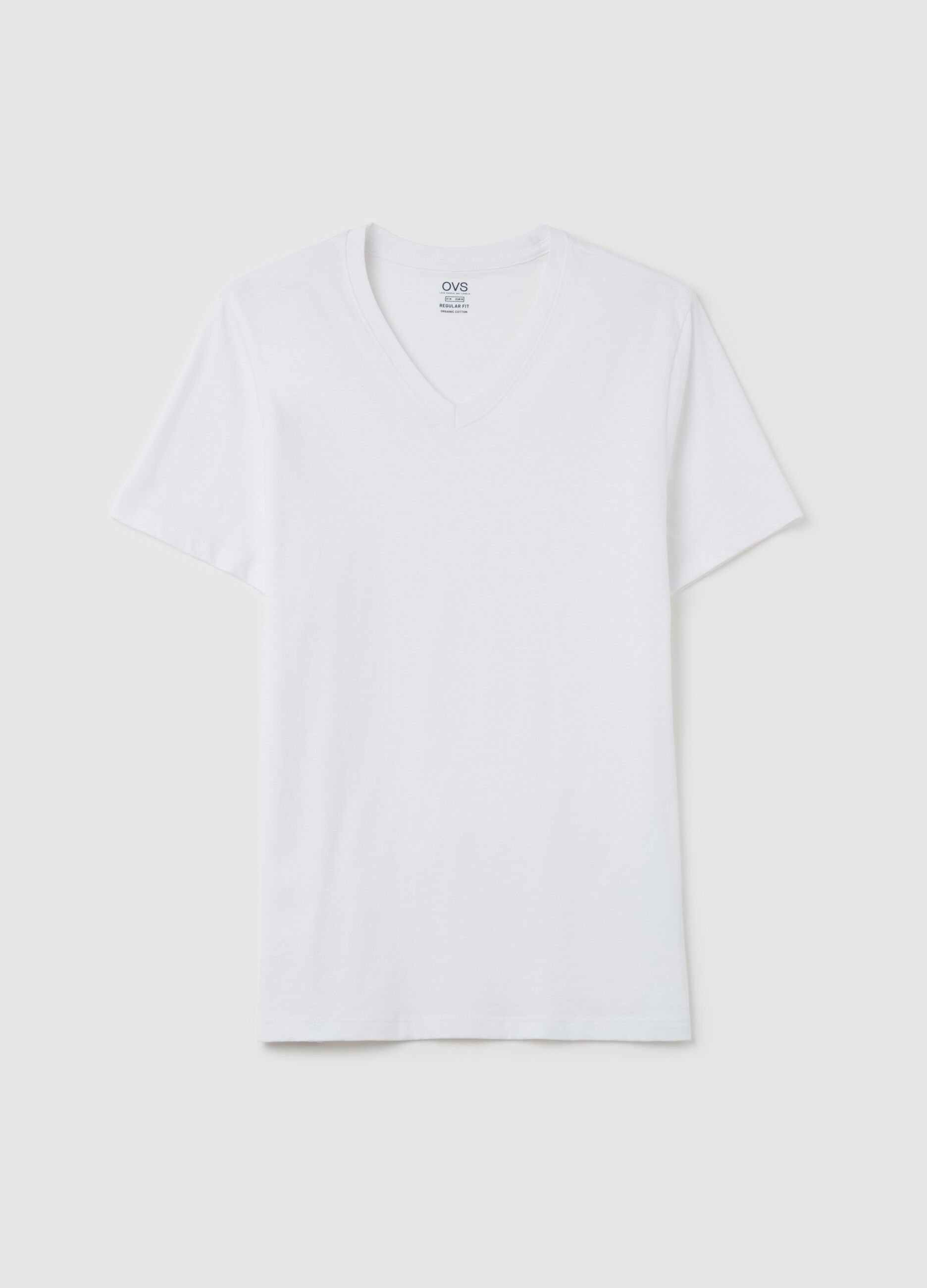 T-shirt in cotone slub con scollo a V