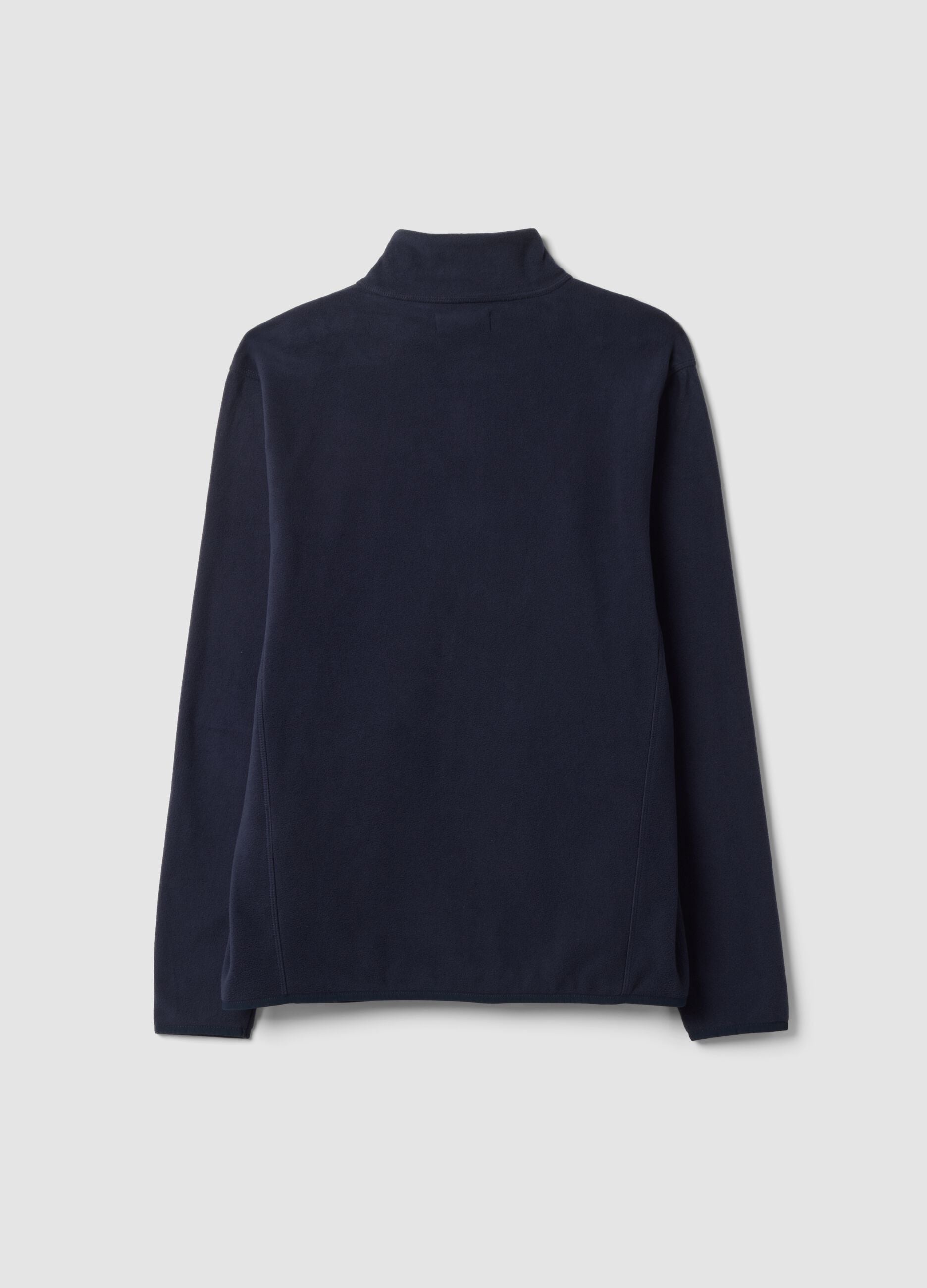 Felpa blu con colletto e zip regular fit in pile
