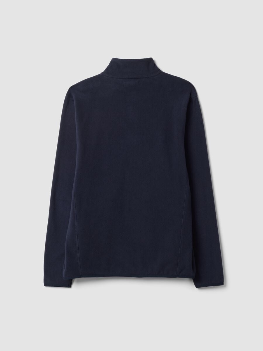 Felpa blu con colletto e zip regular fit in pile_2
