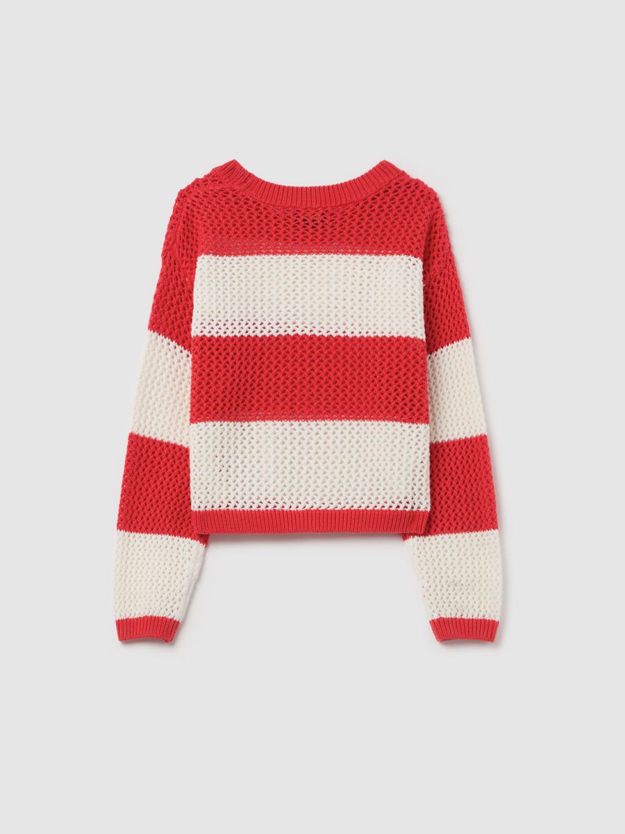 Striped pullover with openwork weave_4