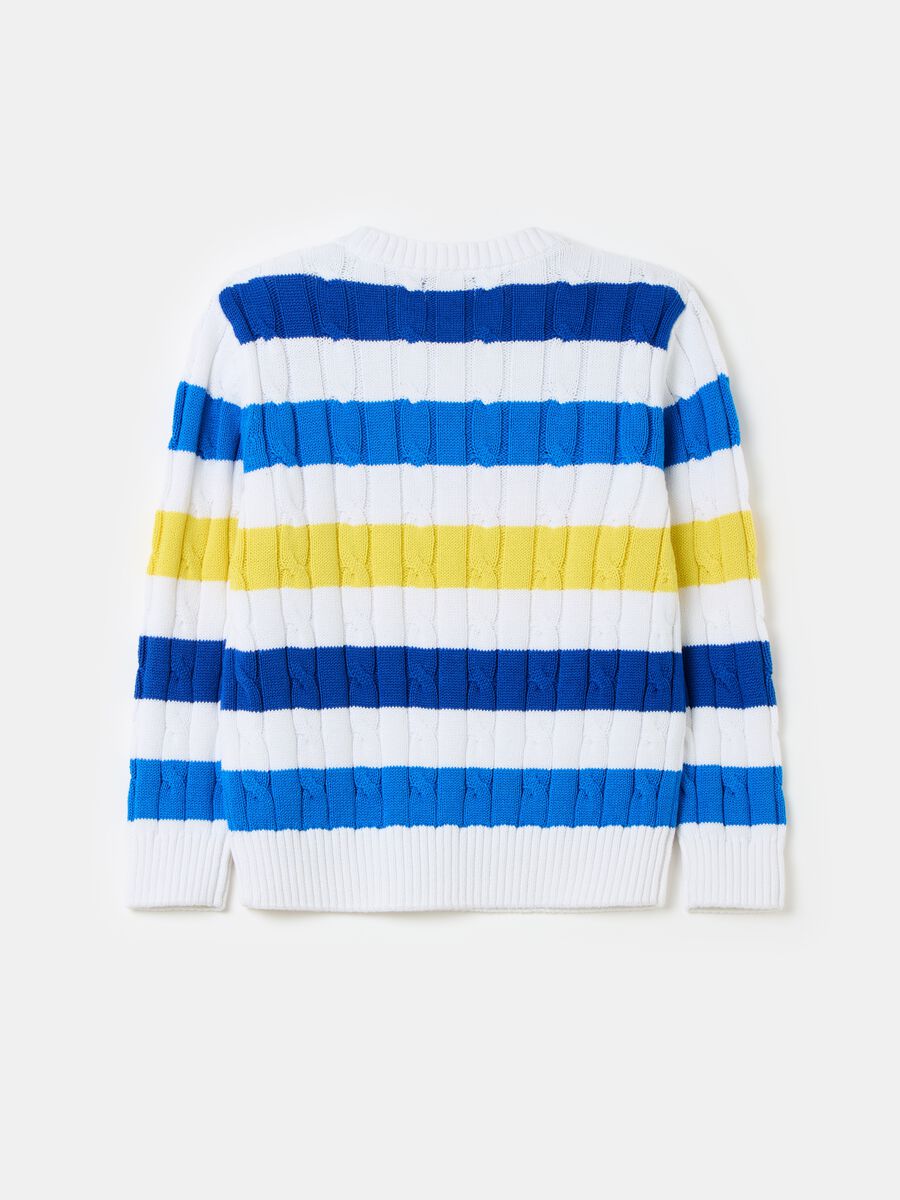 Striped pullover with cable-knit design_3