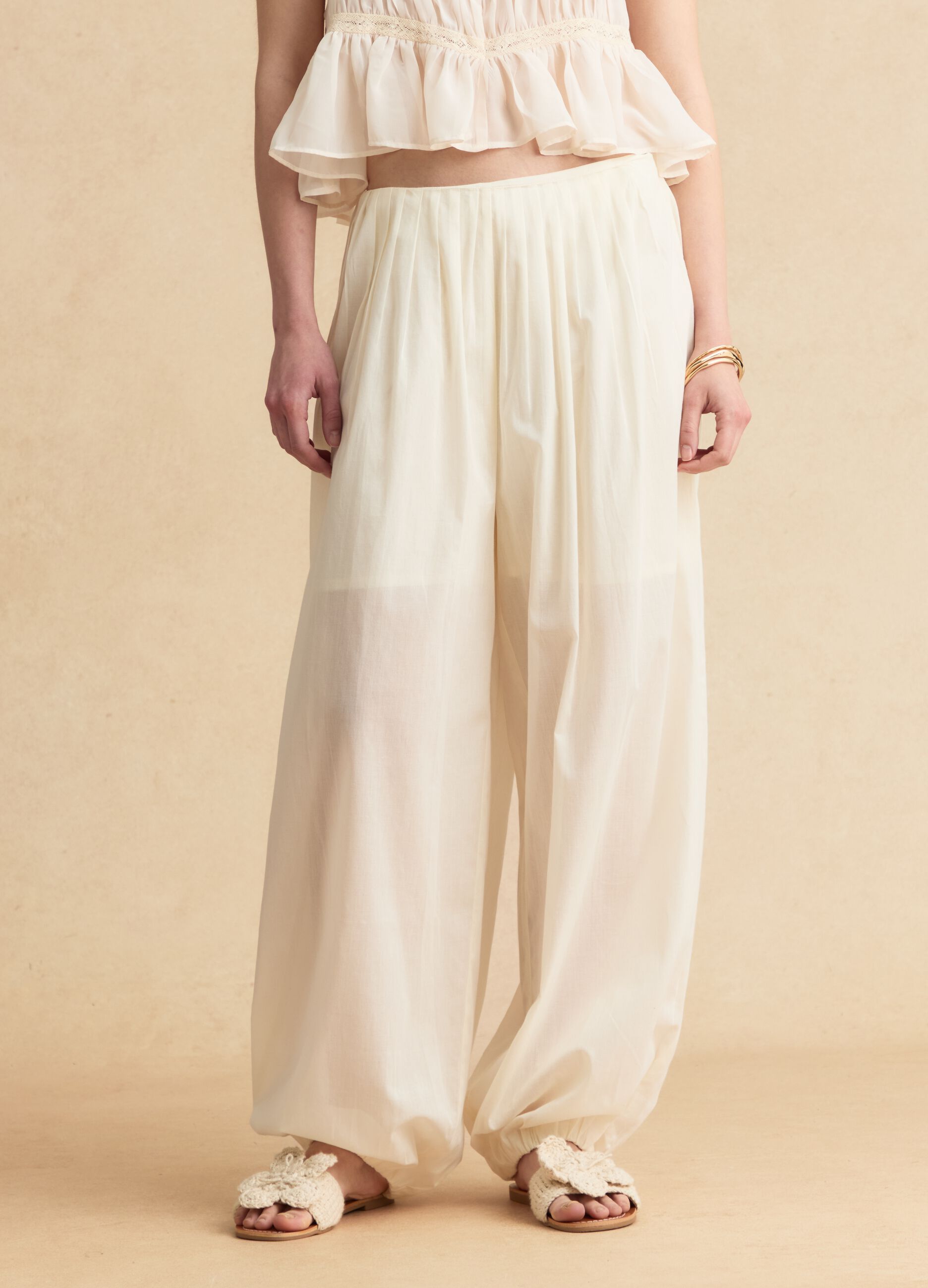 Relaxed-fit white pure cotton jogger trousers