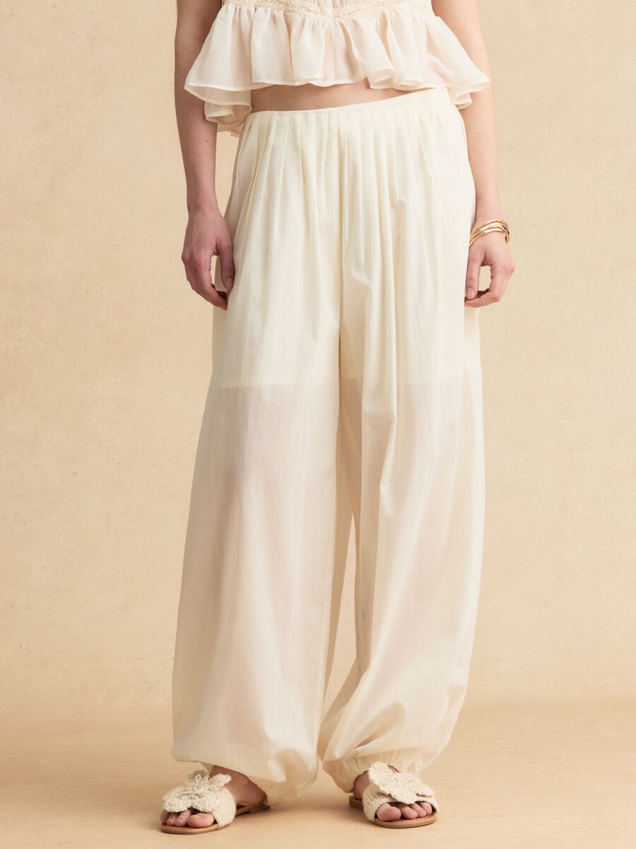 Pantaloni jogger in puro cotone bianco relaxed fit_1