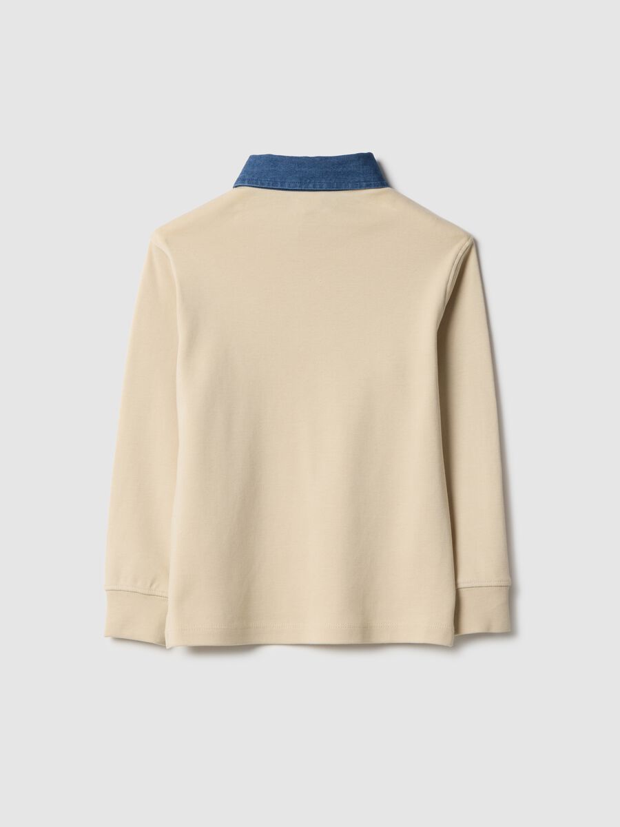 Children's polo shirt in pure beige cotton regular fit_4