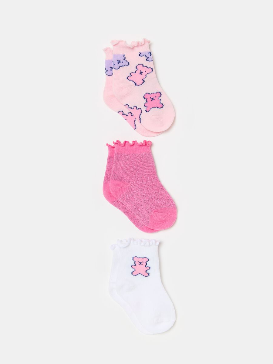 Three-pair pack short socks in organic cotton with lurex_0