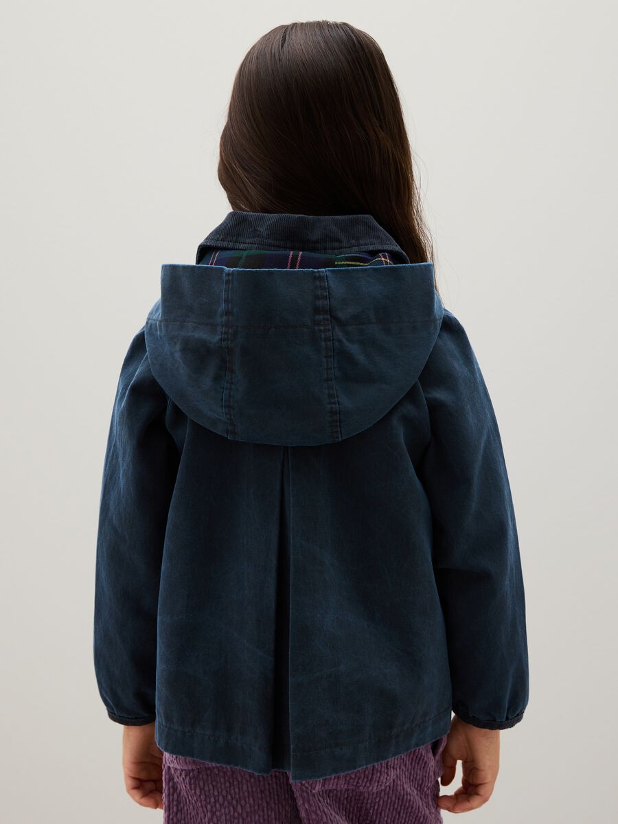 Girls' blue cotton blend jacket with regular fit_1