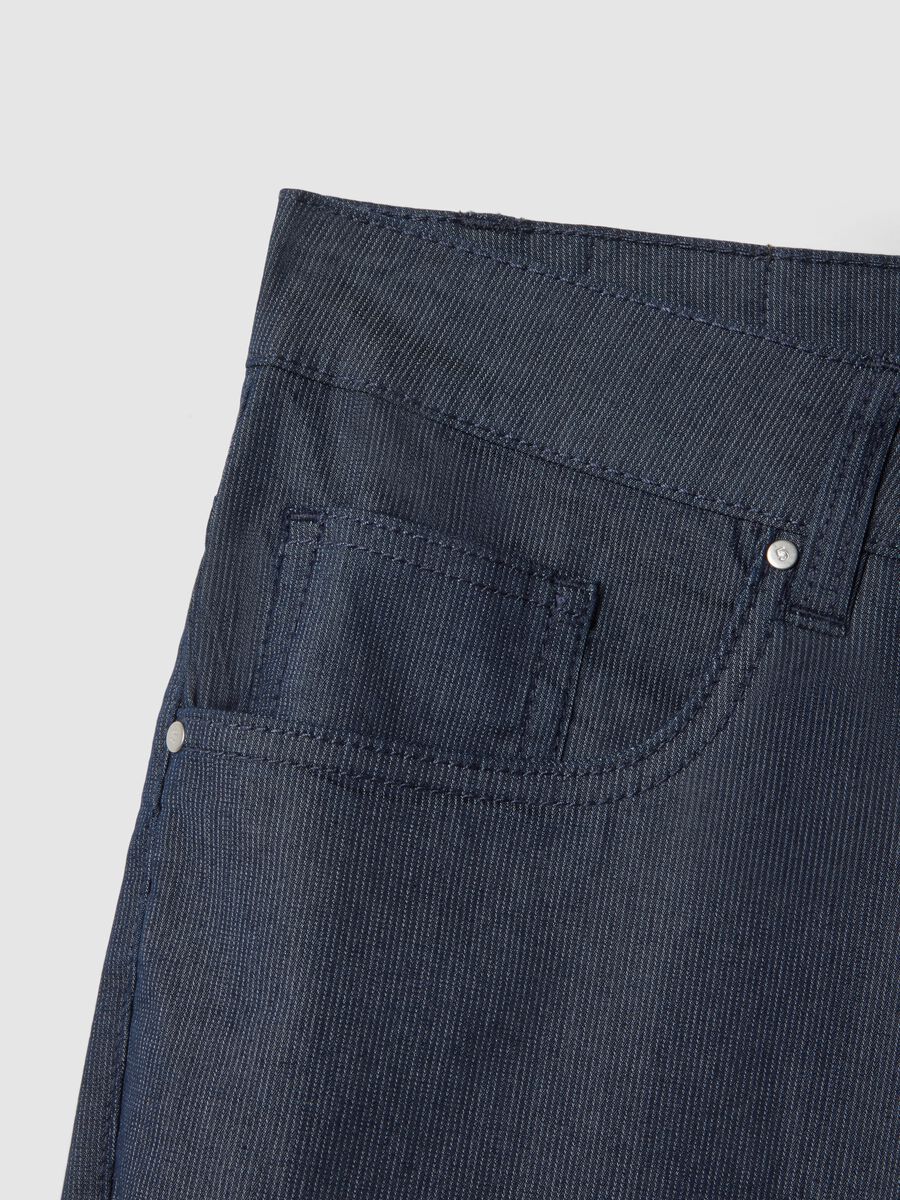 Blue stretch cotton trousers with five pockets_5