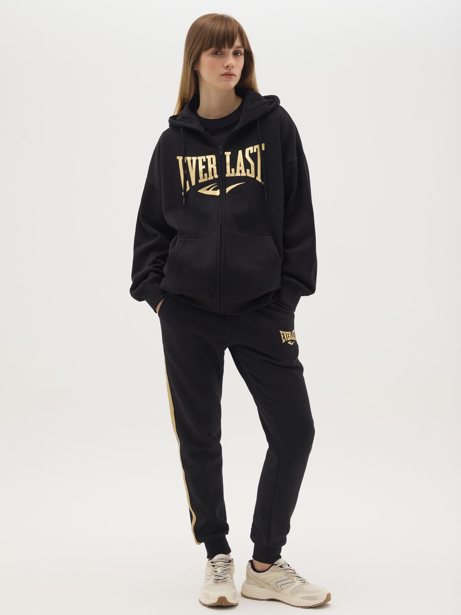Black regular fit cotton blend sweatshirt with logo_1