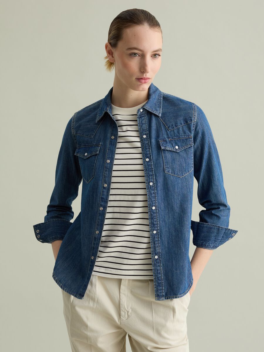 Camicia western in denim_0